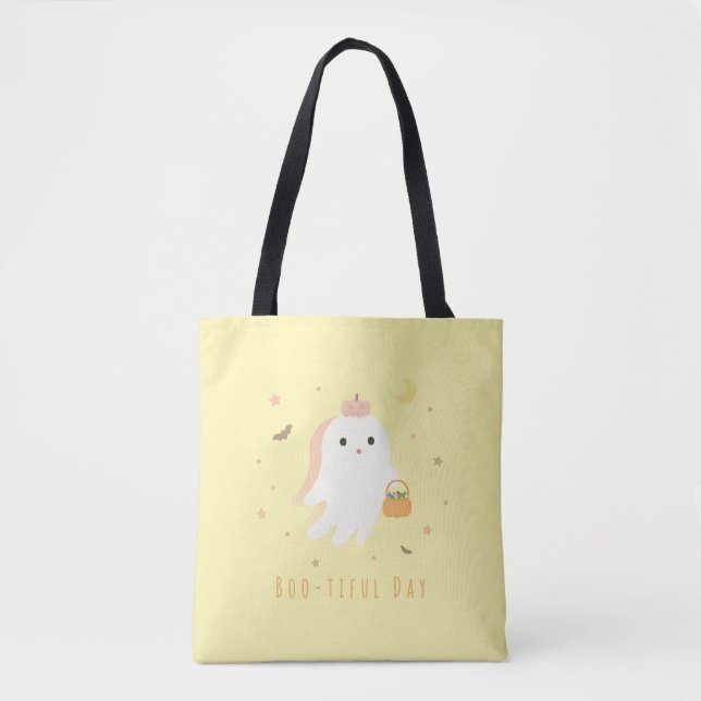 Bolsa Tote Saca Personalizada Dia Boo-tiful Fantasma Fofo (Frente)