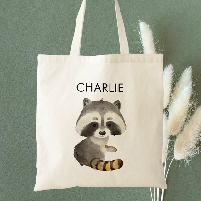 Bolsa Tote Saca Personalizada Infantil de Mapache Adorable (Criador carregado)