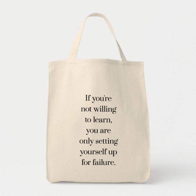 Bolsa Tote Saca-Rolas de Compras Disposto a Aprender (Frente)