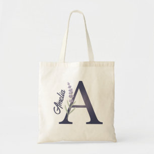 Bolsa Tote Saca Tote de Monograma Floral de Lavanda Personali