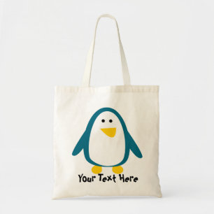 Bolsa Tote Saca Tote de Pinguim Azul Turquesa e Branco Fofa