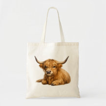 Saca Tote Gráfica de Vaca das Terras Altas Fofa