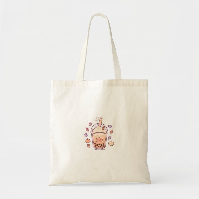 Bolsa Tote Saca Tote Kawaii de Abóbora e Tempero de Boba (Frente)