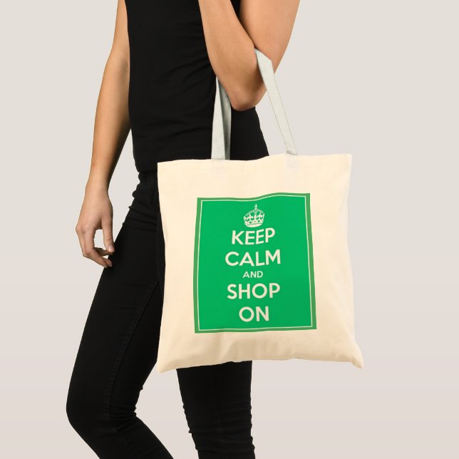 Bolsa Tote Saca Tote Mantenha a Calma e Continue Comprando (Frente (produto))