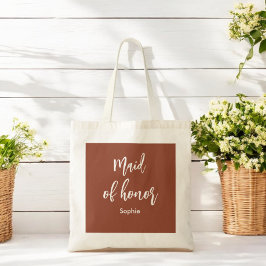 Bolsa Tote Saca Tote Marrom Terracota de Dama de Honra