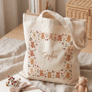 Bolsa Tote Saca Tote Urso Teddy Floral Fofo