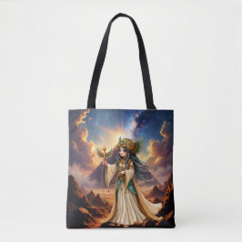 Bolsa Tote Sacerdotisa Celestial da Pirâmide Dourada.