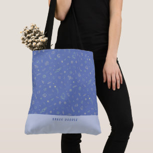 Bolsa Tote Saciola Espacial Azul Lavanda Nome Personalizado