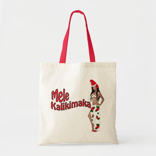 Bolsa Tote Saco 2 do Natal de Mele Kalikimaka do Pinup de (Frente)