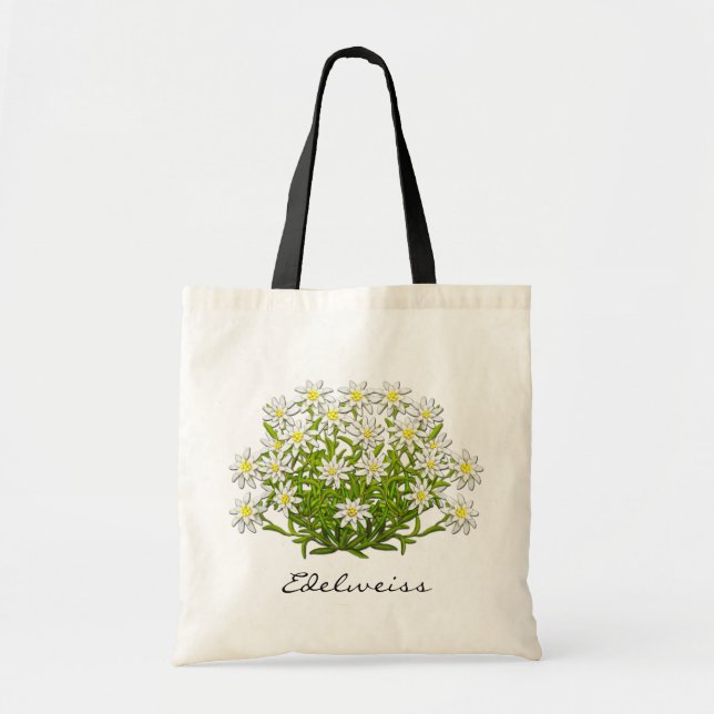 Bolsa Tote Saco alpino das flores de Edelweiss do suíço (Frente)