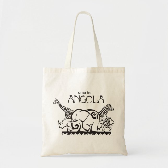 Bolsa Tote Saco - amo-te Angola - Animais (Frente)
