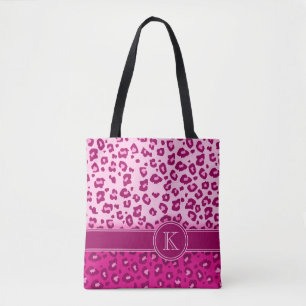 Bolsa Tote Saco animal do impressão do monograma do rosa