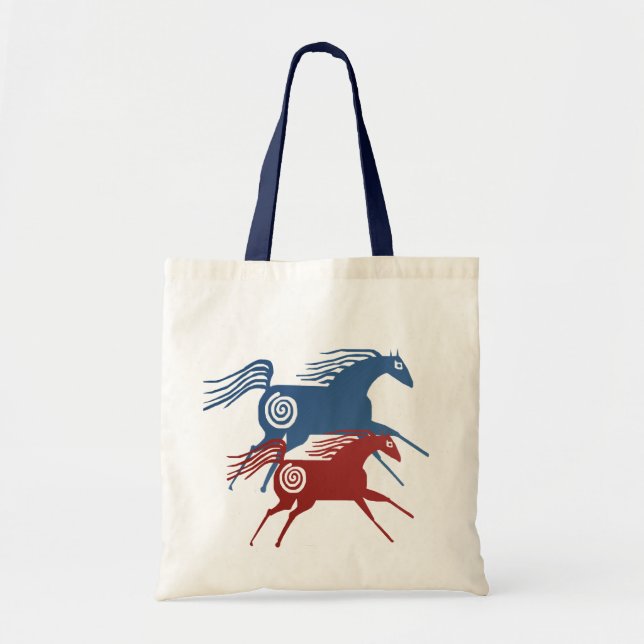 Bolsa Tote Saco antigo de dois cavalos (Frente)