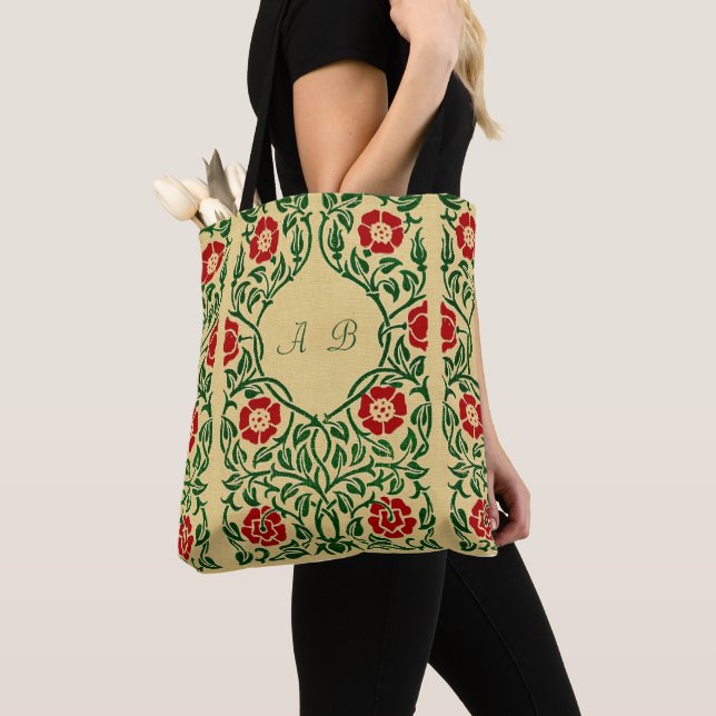 Bolsa Tote Saco Art Nouveau Rosas & Vinhas (Close Up)