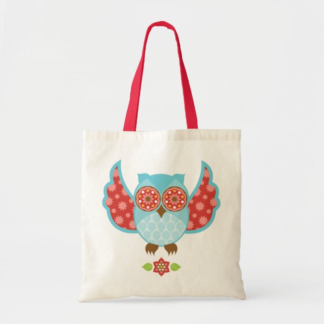 Bolsa Tote Saco azul boémio da coruja (Frente)