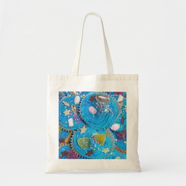 Bolsa Tote Saco azul Cupcakes (Frente)
