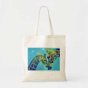 Bolsa Tote saco azul dos girafas