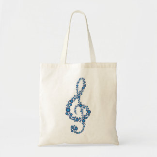 Bolsa Tote Saco azul dos pontos do Clef de triplo da música