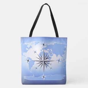 Bolsa Tote Saco azul-Toque do Oceano Rosa de Passagem