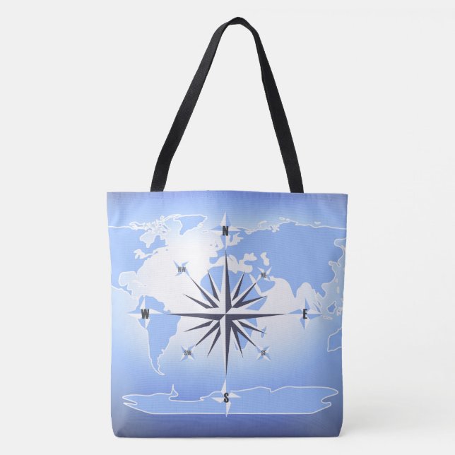 Bolsa Tote Saco azul-Toque do Oceano Rosa de Passagem (Frente)