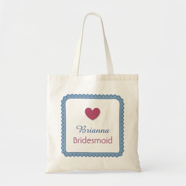 Bolsa Tote Saco azul V04 do casamento da dama de honra do (Frente)
