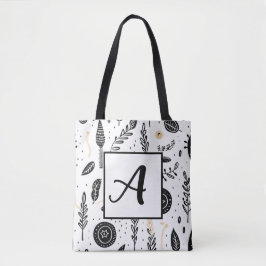 Bolsa Tote Saco Básico de Toques Preto e Branco