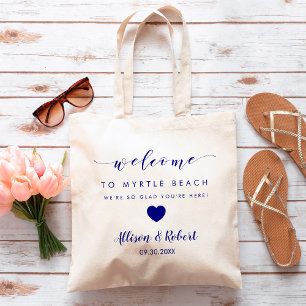 Bolsa Tote Saco bem-vindo Wedding, azul marinho, destino do