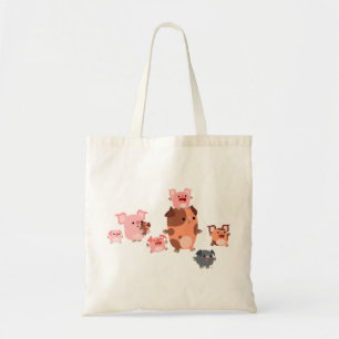 Bolsa Tote Saco bonito da família do porco dos desenhos