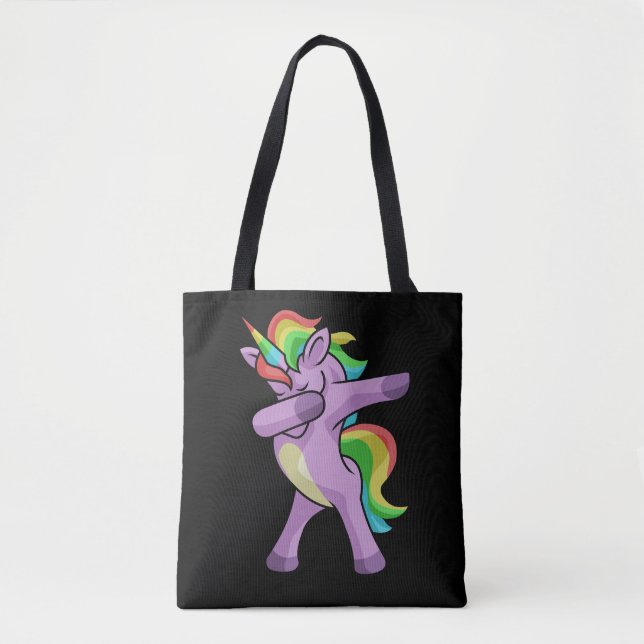 Bolsa Tote Saco bonito de Dabbers do unicórnio (Frente)