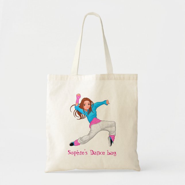 Bolsa Tote Saco bonito do balé do hip-hop da dança da menina (Frente)