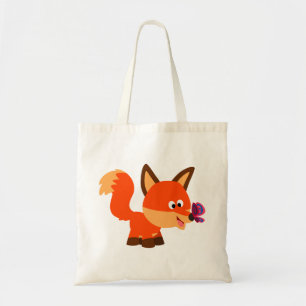 Bolsa Tote Saco bonito do Fox e da borboleta dos desenhos