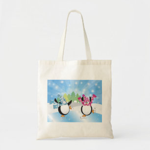 Bolsa Tote Saco bonito do patinagem artística dos pinguins