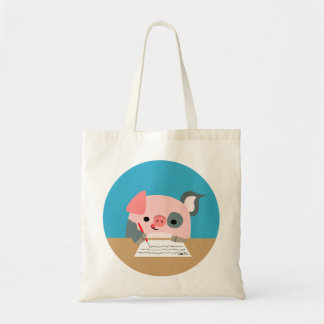 Bolsa Tote Saco bonito do porco da escrita dos desenhos