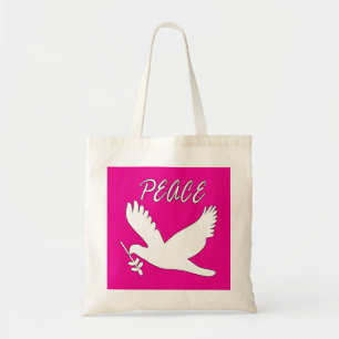 Bolsa Tote saco branco da pomba da paz