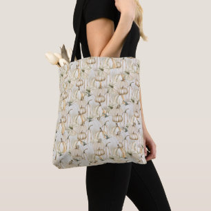 Bolsa Tote Saco branco de abóbora Fall Harvest Halloween