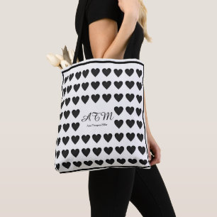 Bolsa Tote Saco branco e preto elegante Monograma, com macaco