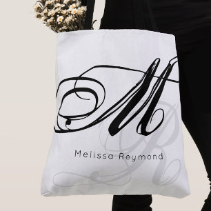 Bolsa Tote Saco branco monograma com estilo legal e impressão