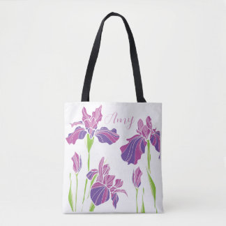 Bolsa Tote Saco Branco Personalizado - Íris Rosa Púrpura