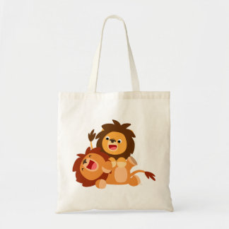 Bolsa Tote Saco brincalhão bonito de dois leões dos desenhos