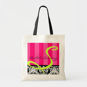 Bolsa Tote Saco chique do damasco & da listra