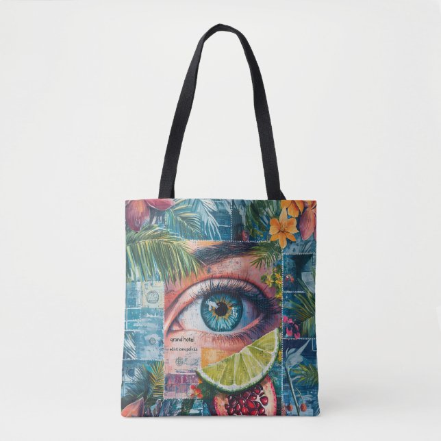 Bolsa Tote Saco colagem Colagem Colorida Stamps (Frente)