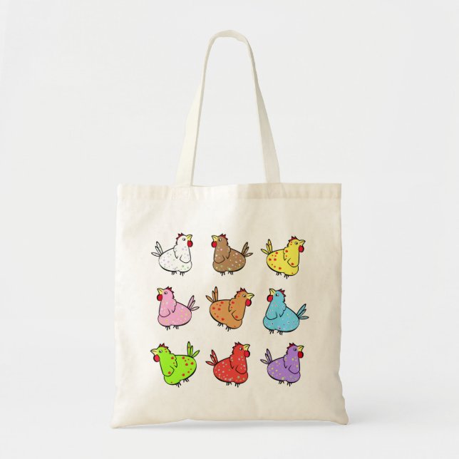 Bolsa Tote Saco colorido da galinha (Frente)