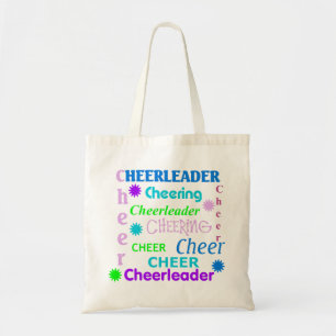 Bolsa Tote Saco colorido do cheerleader do texto