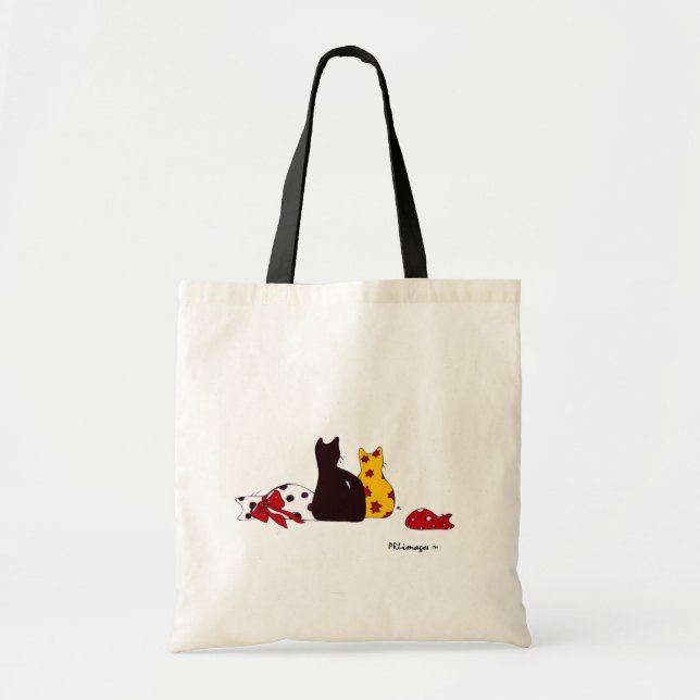 Bolsa Tote Saco colorido dos gatos (Frente)