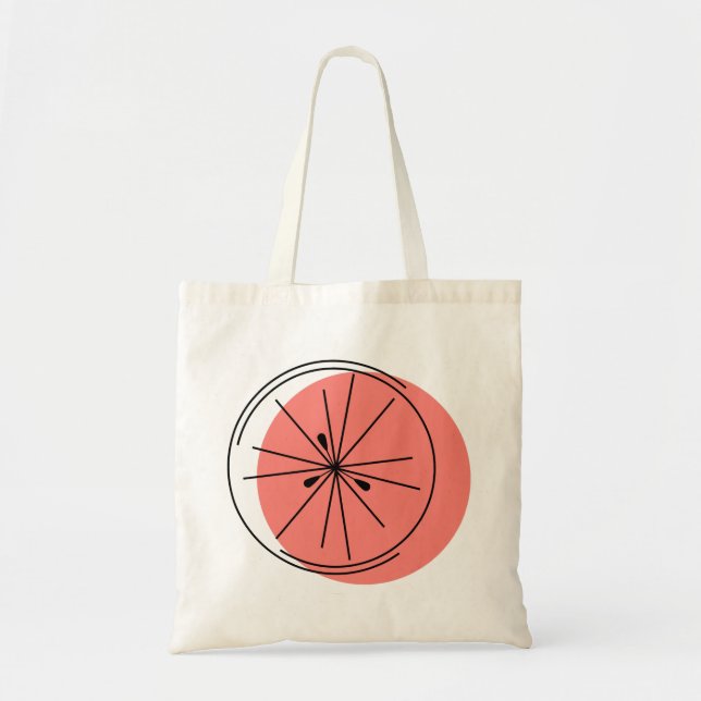 Bolsa Tote Saco com duas faces, em forma de toranja rosa (Frente)