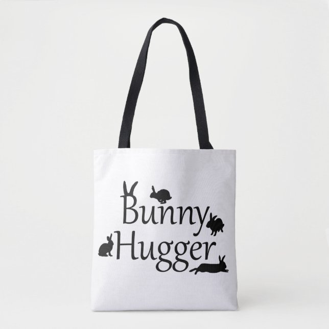 Bolsa Tote Saco com Impressão Total de Bunny Hugger (escolha  (Frente)