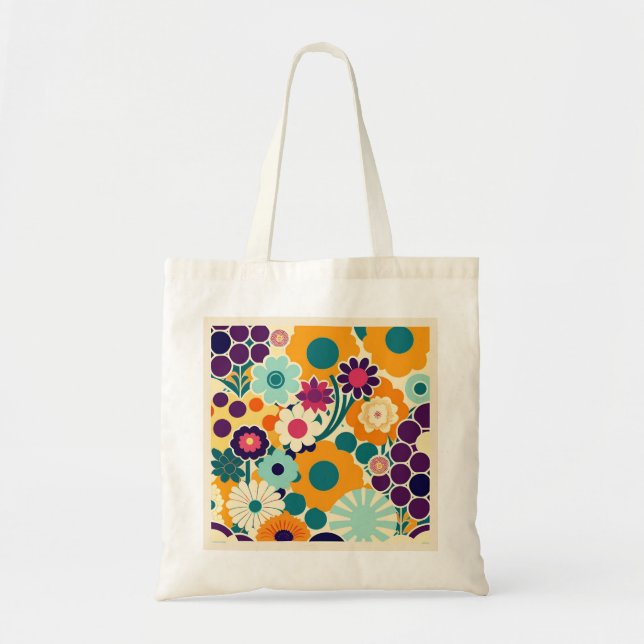 Bolsa Tote Saco com padrões florais coloridos (Frente)