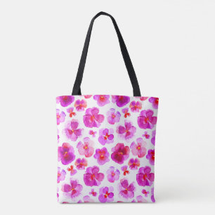 Bolsa Tote Saco cor-de-água floral cor-de-rosa-pântano