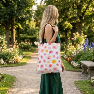 Bolsa Tote Saco cor-de-laranja-rosa, floral, bonito