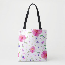 Bolsa Tote Saco cor-de-rosa com toalha floral para a mãe - De